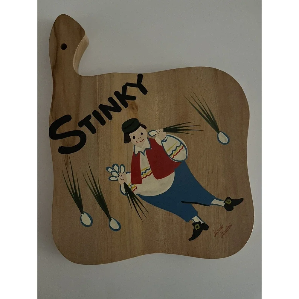 Vintage Cutting Boards Dutch Folk Handpainted Woodpecker WoodWare‎ Kitsch MCM